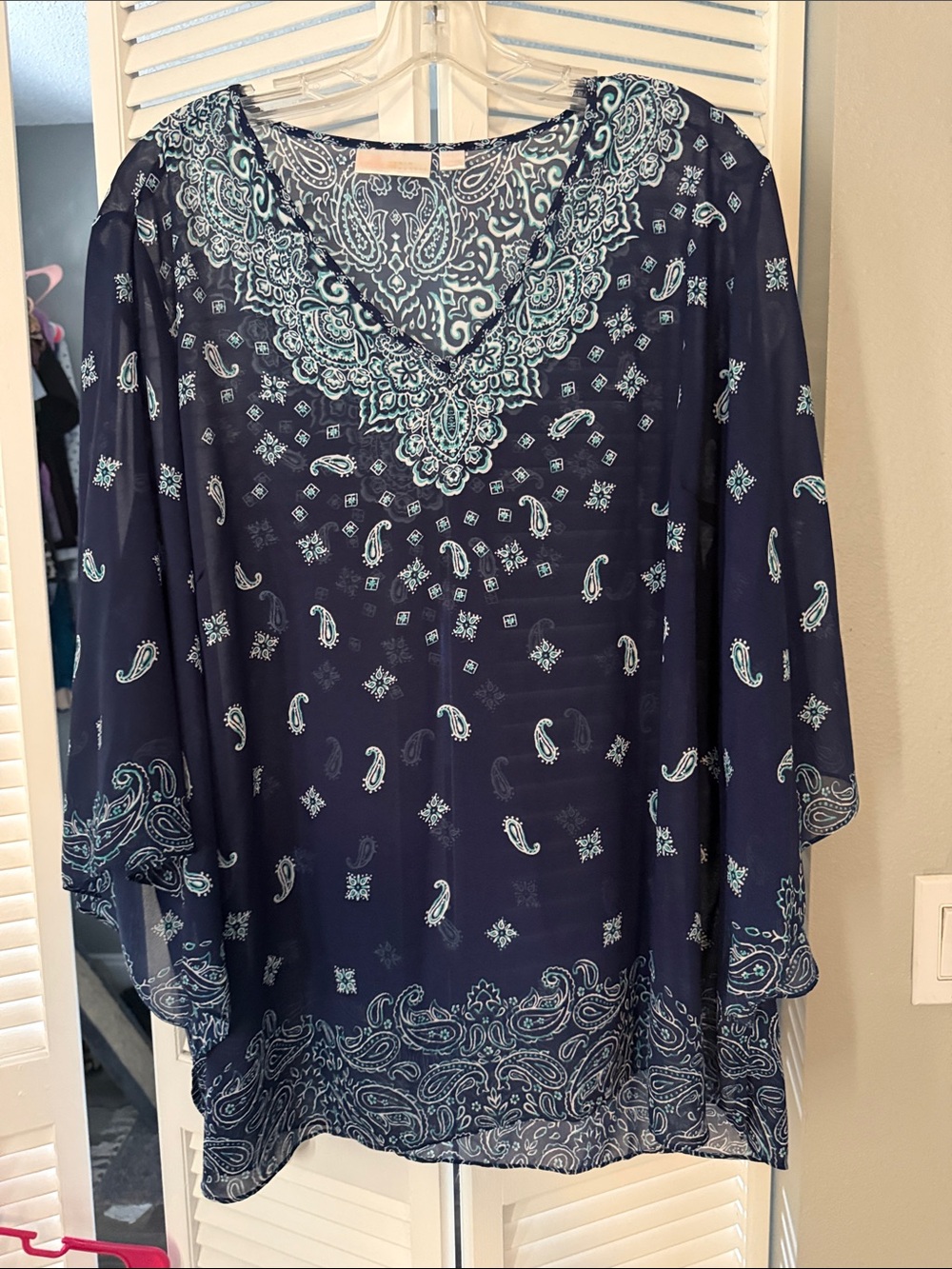Elle Navy Tunic with Teal Paisley Accents